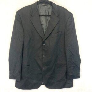 Hathaway Platinum 100% Cashmere Sports Coat Blazer Jacket‎ Mens 46L Italy Black